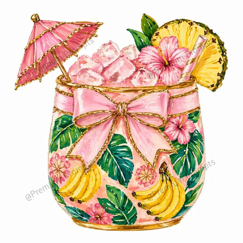 Tropical Chic Summer Gouache Cliparts