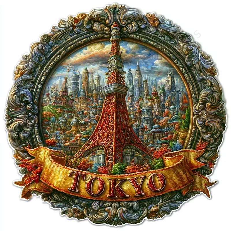 Ornate Vintage Travel Landmark Stickers
