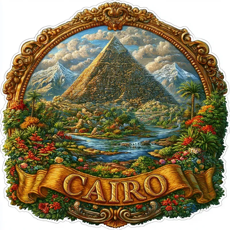 Ornate Vintage Travel Landmark Stickers