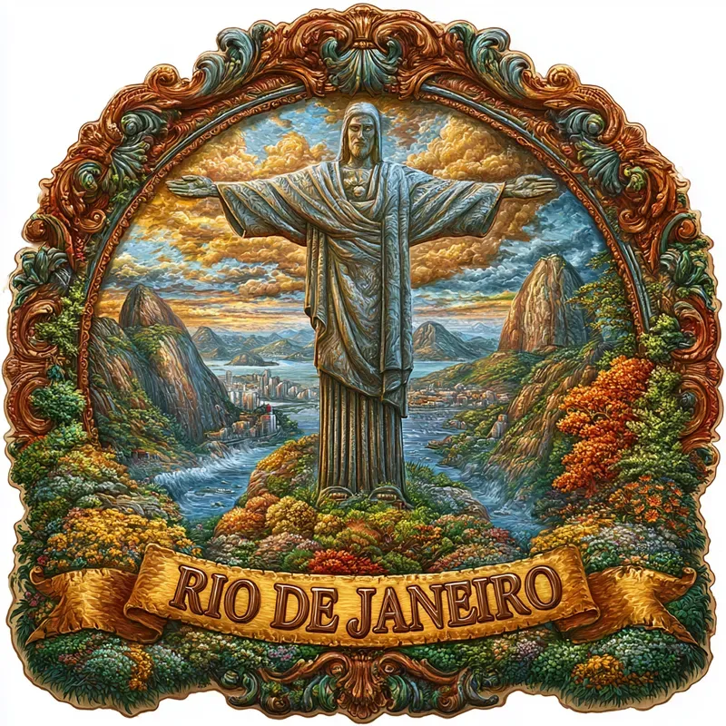 Ornate Vintage Travel Landmark Stickers