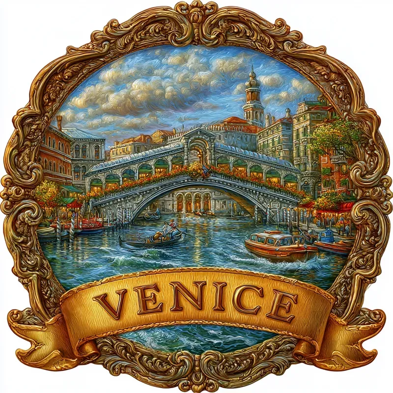 Ornate Vintage Travel Landmark Stickers