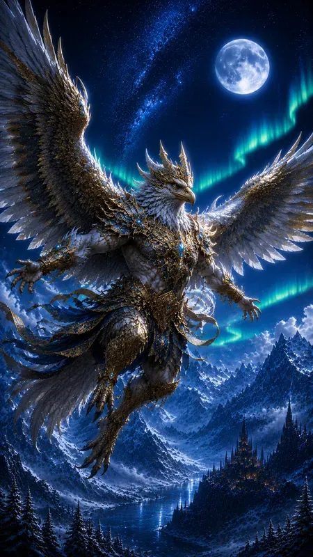 Fantasy Characters On Snowy Mountains