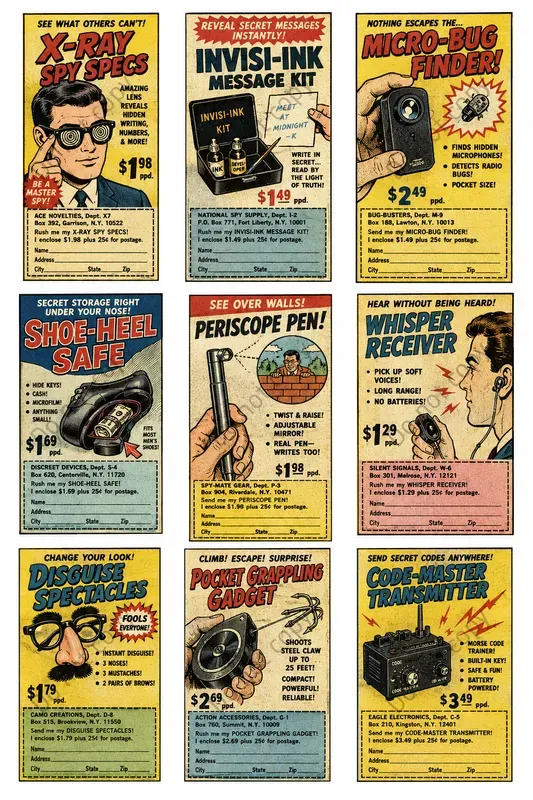 Vintage Comic Ad Cutout Sheets