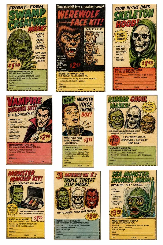 Vintage Comic Ad Cutout Sheets