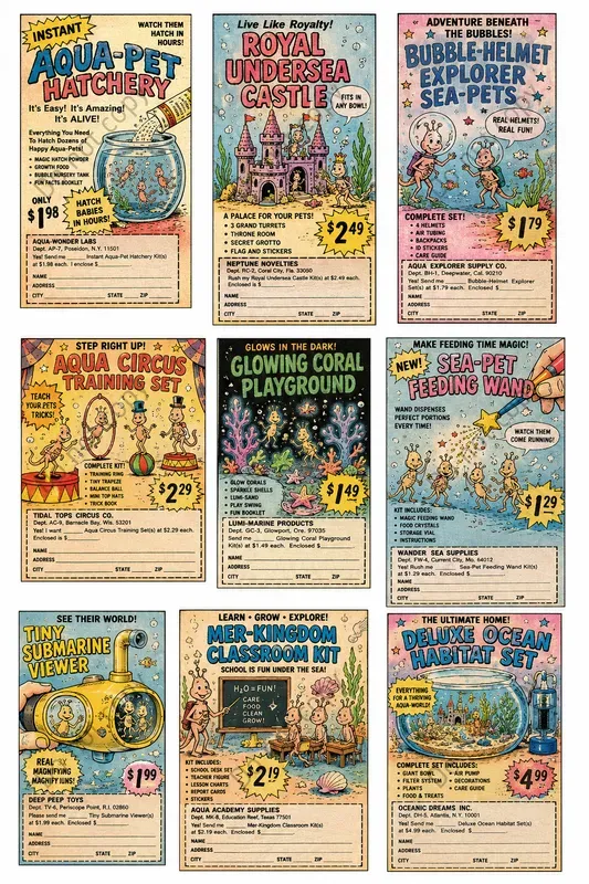 Vintage Comic Ad Cutout Sheets