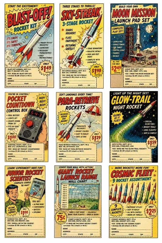 Vintage Comic Ad Cutout Sheets