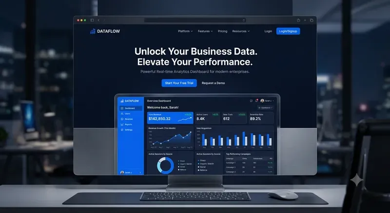 Saas Dashboard Landing Page Mockups Pack