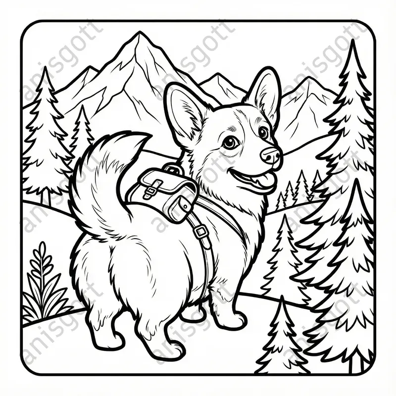 Cute Corgi Adventures Coloring Pages