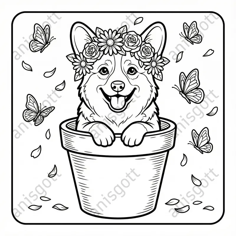 Cute Corgi Adventures Coloring Pages
