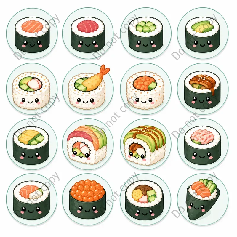 Kawaii Food Icon Sheets Any Theme