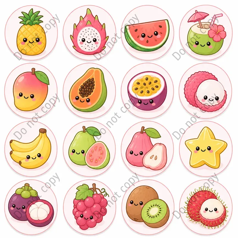 Kawaii Food Icon Sheets Any Theme