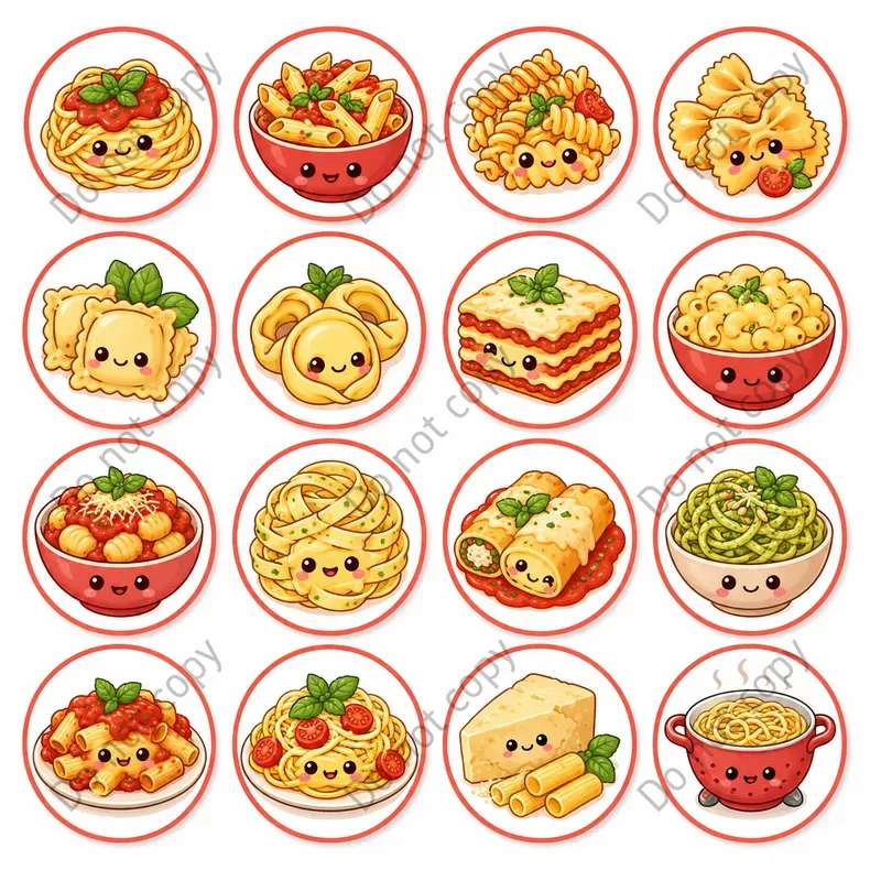 Kawaii Food Icon Sheets Any Theme