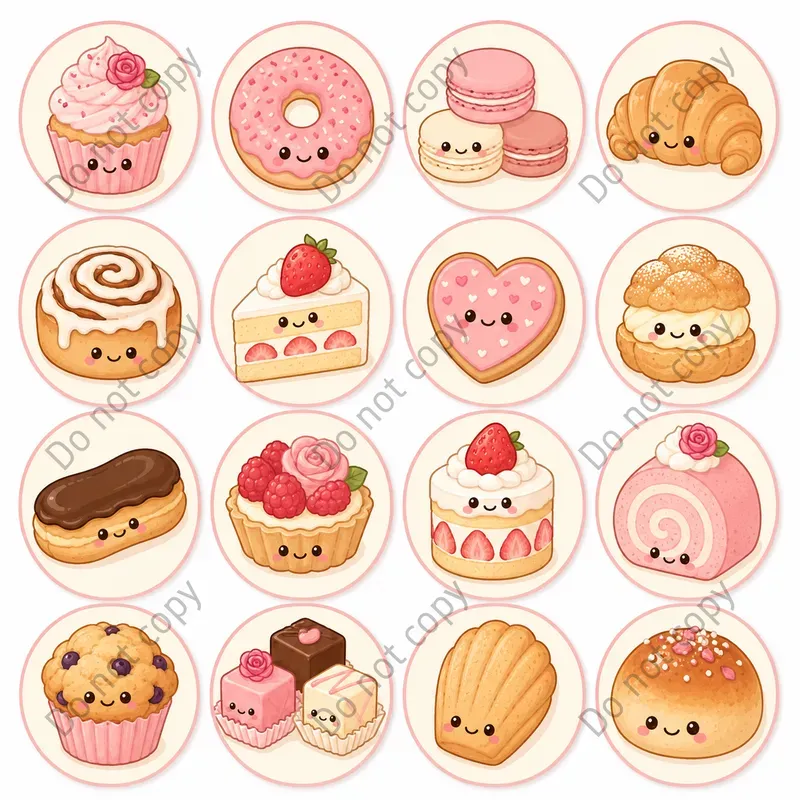 Kawaii Food Icon Sheets Any Theme
