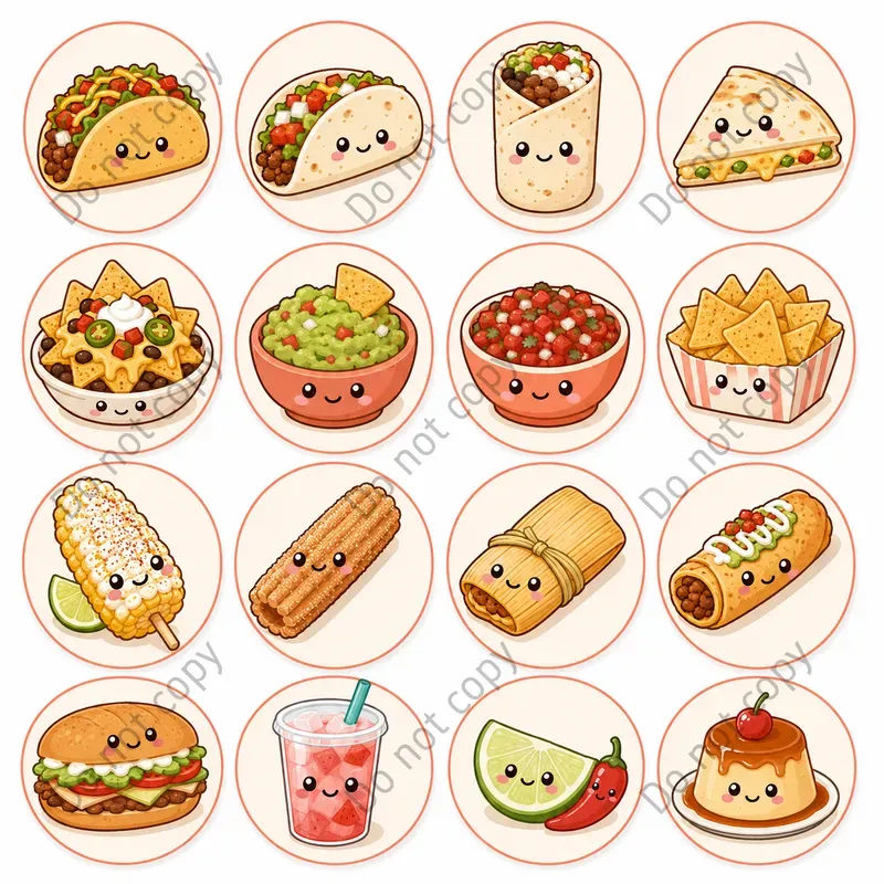Kawaii Food Icon Sheets Any Theme