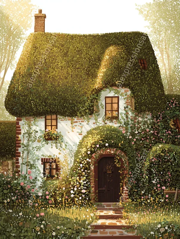 Textured Folk Art Storybook Landscapes