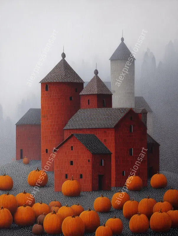 Textured Folk Art Storybook Landscapes
