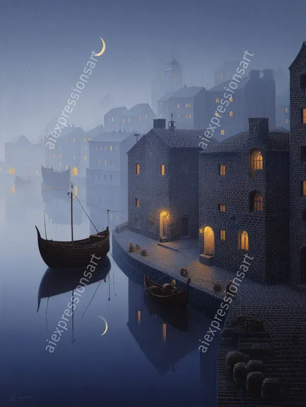 Textured Folk Art Storybook Landscapes