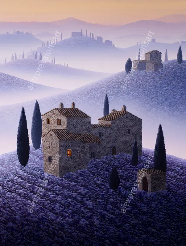 Textured Folk Art Storybook Landscapes