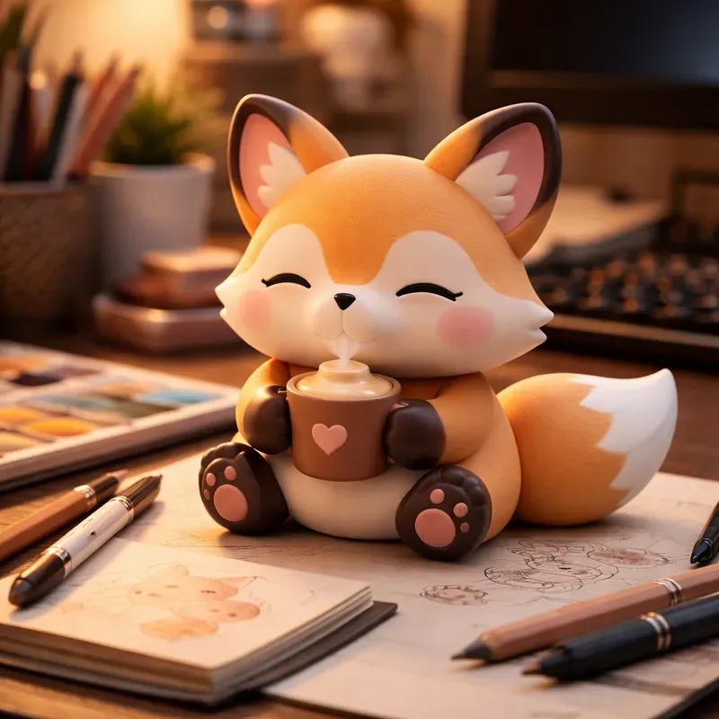 Cozy Coffee Cat Toy Scene Generator