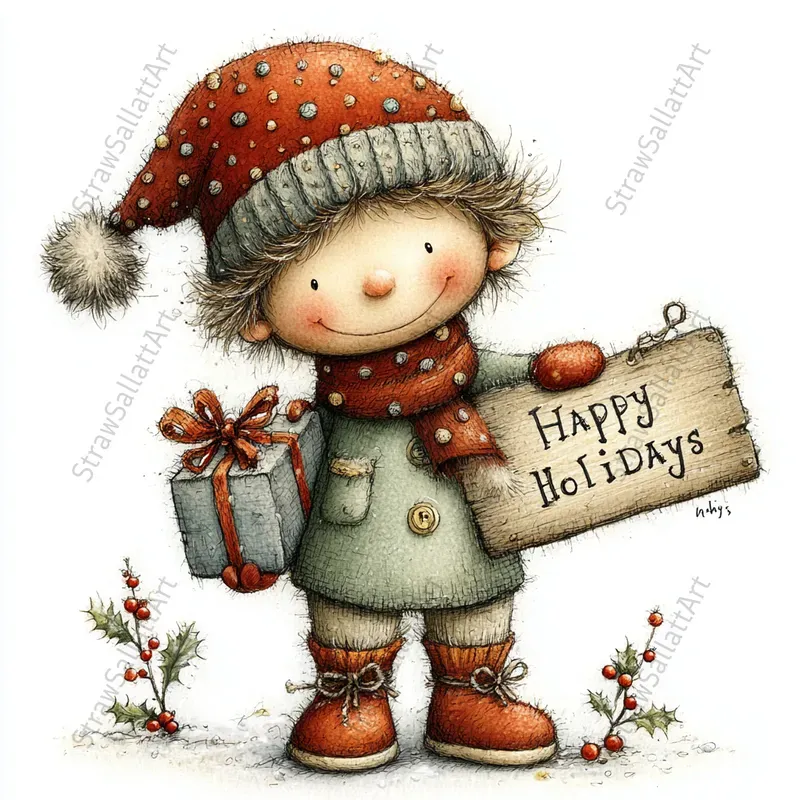 Christmas Clipart Greeting Postcards Art