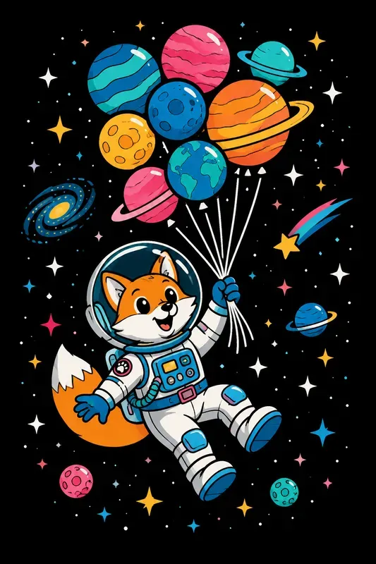 Cute Space Balloon Adventures