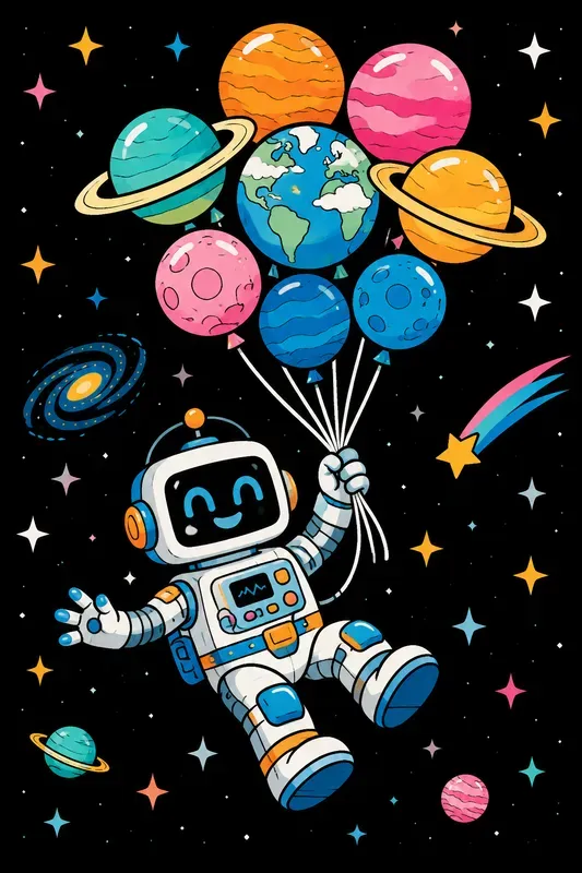 Cute Space Balloon Adventures