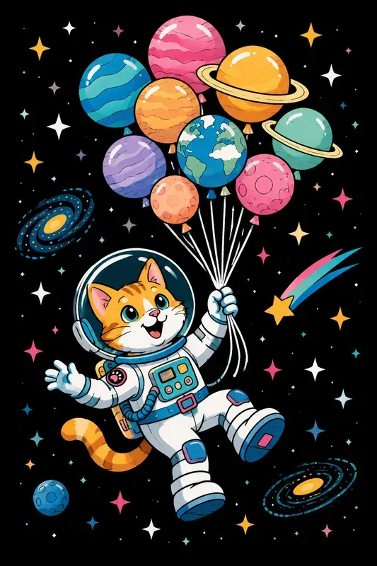 Cute Space Balloon Adventures