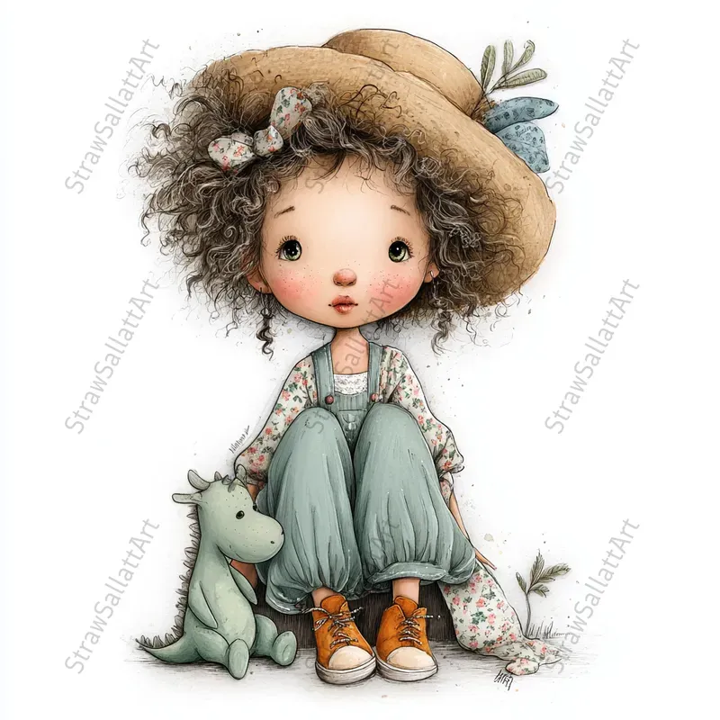 Summer Boho Kid Character Tshirt Clipart