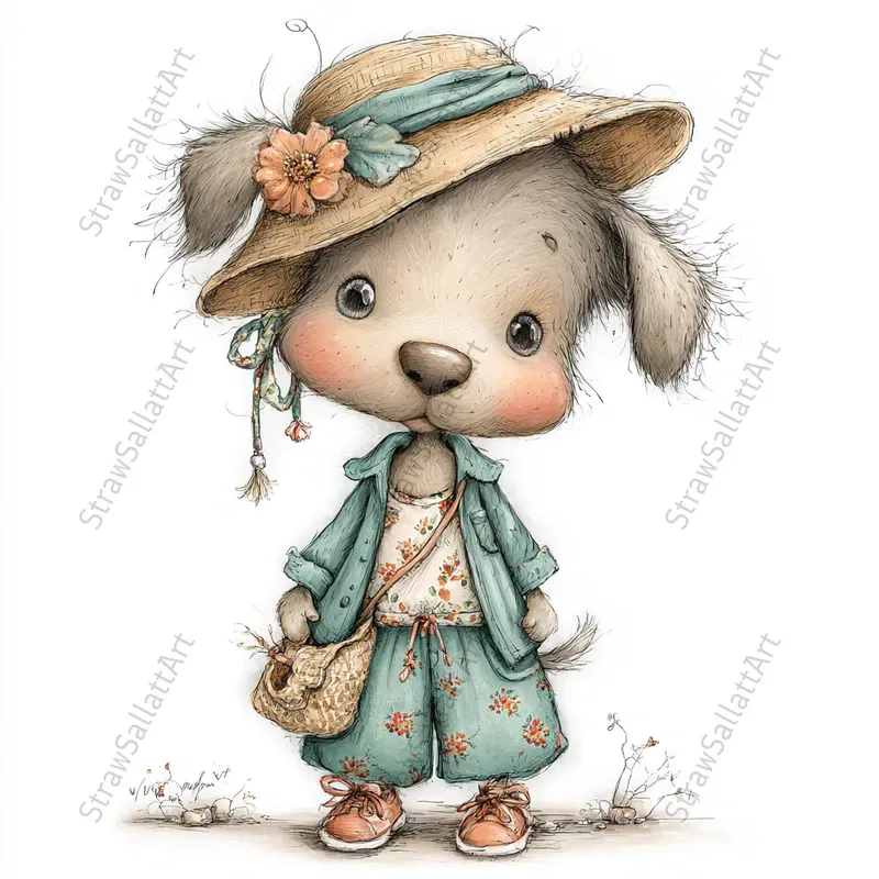 Summer Boho Kid Character Tshirt Clipart