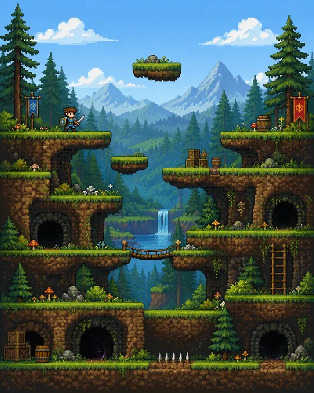 Pixel Art 2D Side Scrolling Battlefields