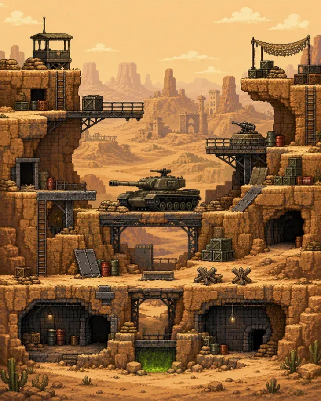 Pixel Art 2D Side Scrolling Battlefields