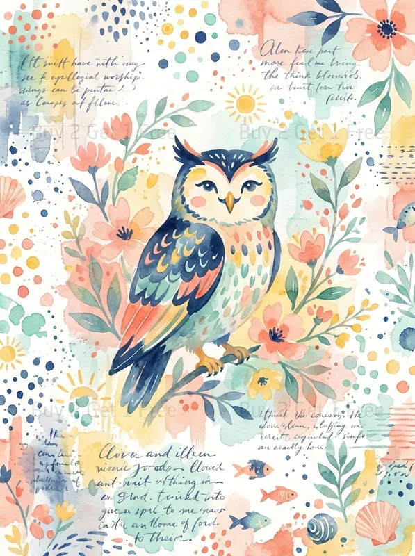 Summer Watercolor Animal Clipart