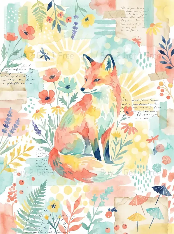 Summer Watercolor Animal Clipart