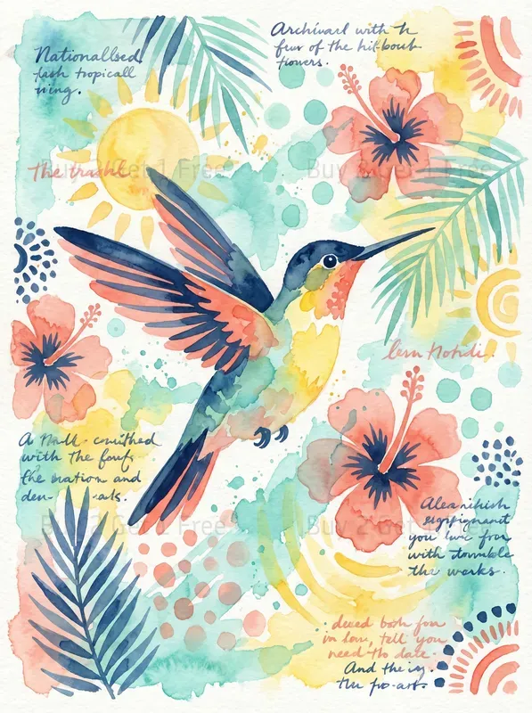 Summer Watercolor Animal Clipart