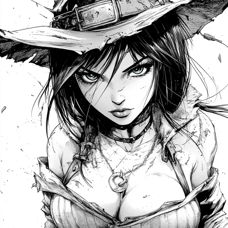 Black And White Manga Style Anime Art