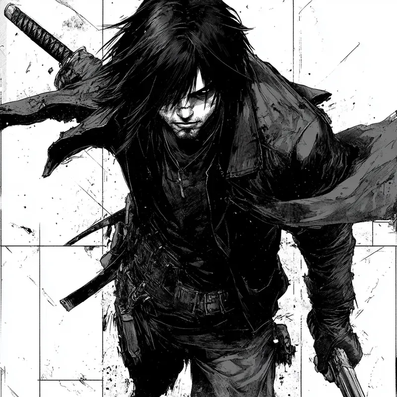 Black And White Manga Style Anime Art