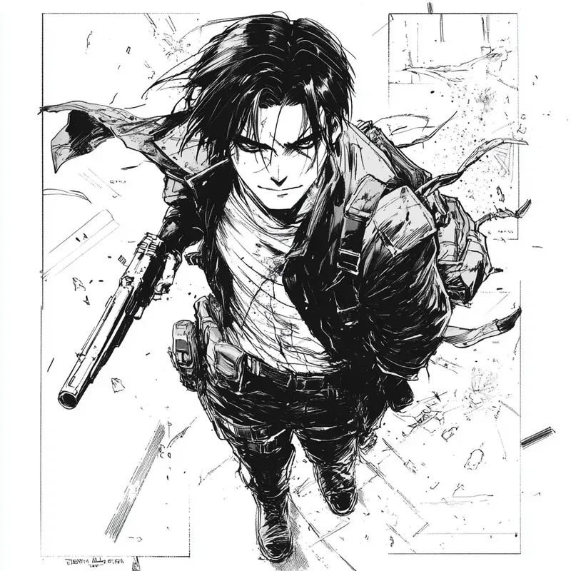 Black And White Manga Style Anime Art