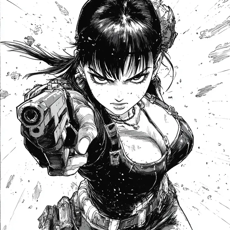 Black And White Manga Style Anime Art