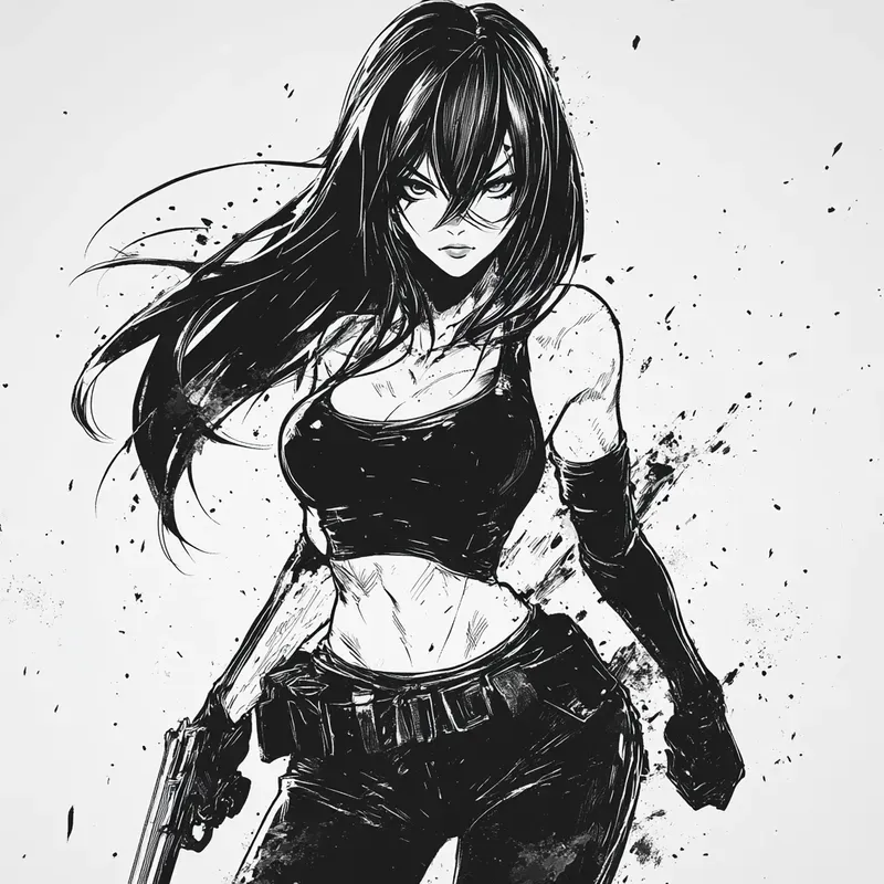 Black And White Manga Style Anime Art