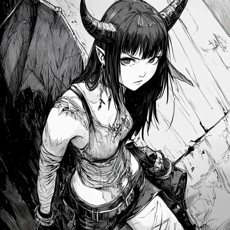 Black And White Manga Style Anime Art