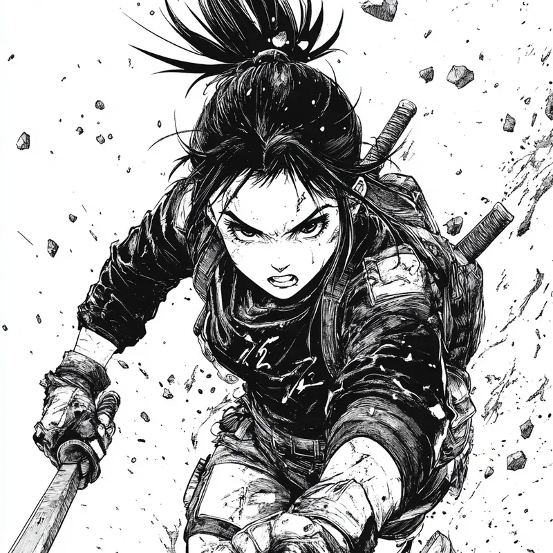 Black And White Manga Style Anime Art