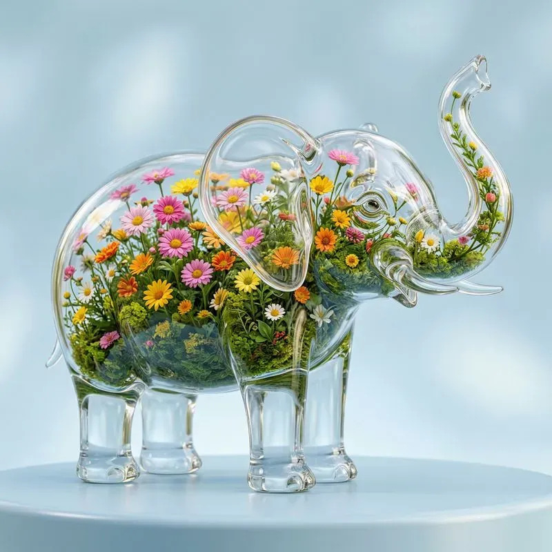 Flowerinfused Glass Animal Series