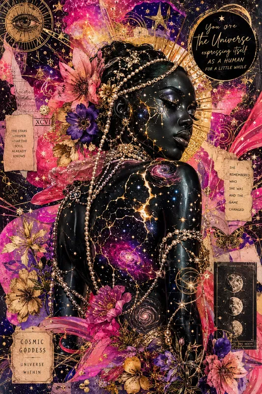 Cosmic Silhouette Collage Art