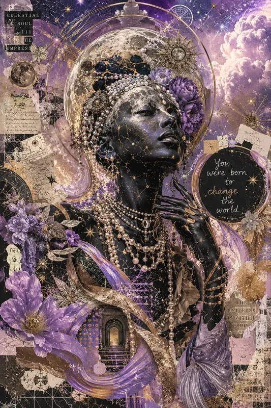 Cosmic Silhouette Collage Art