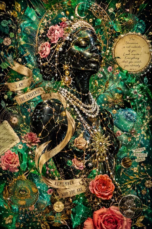 Cosmic Silhouette Collage Art