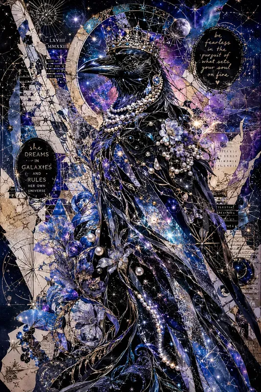 Cosmic Silhouette Collage Art