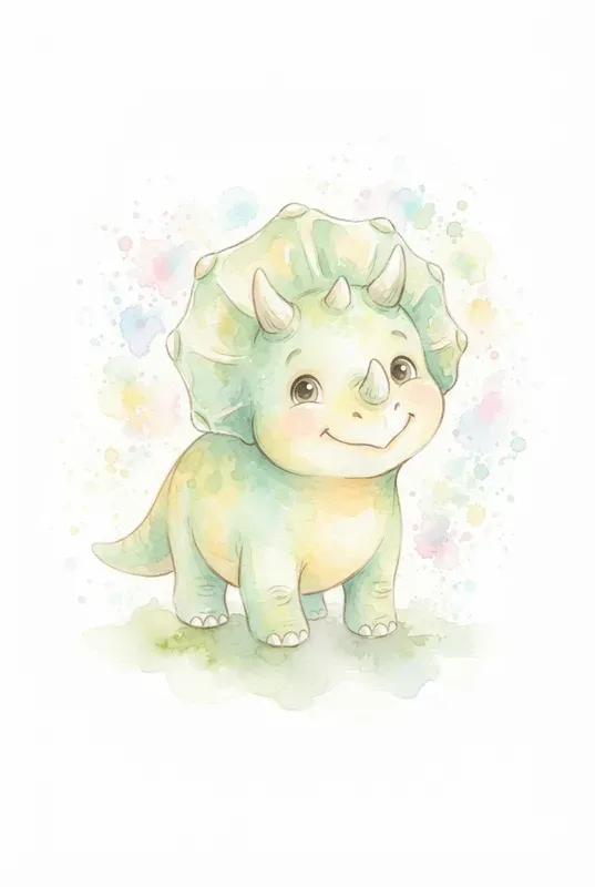 Whimsical Watercolor Dinosaur Cliparts