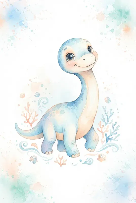 Whimsical Watercolor Dinosaur Cliparts