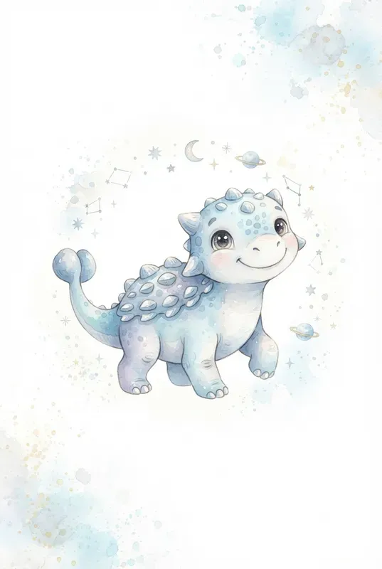 Whimsical Watercolor Dinosaur Cliparts