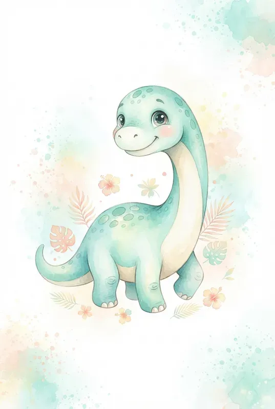 Whimsical Watercolor Dinosaur Cliparts